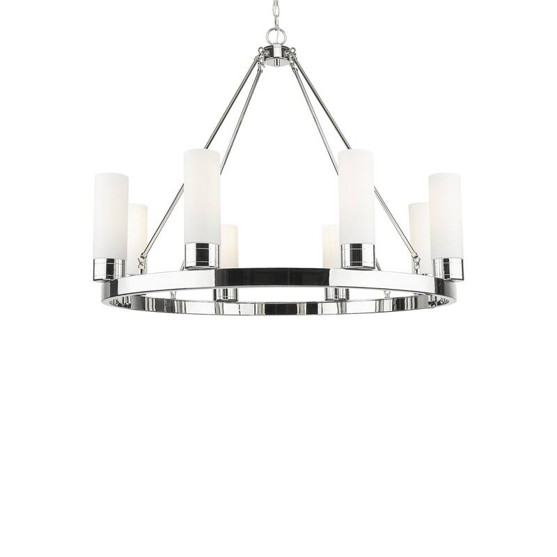 Innovations Lighting 617-8CR-28-36-8 Boreas Chandelier Boreas 8 Light - Polished Nickel / White