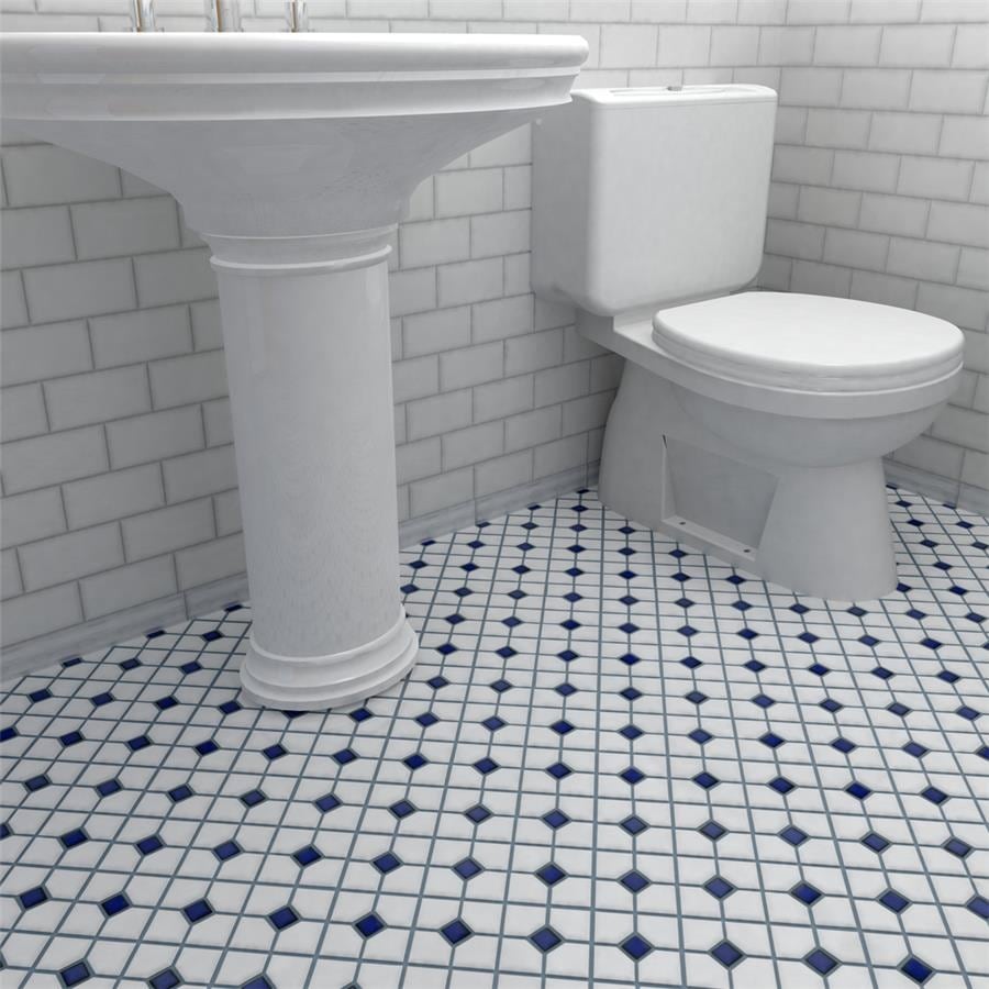 Merola Tile Oxford Matte White w/ Cobalt Dot 11-3/8" x 11-3/8" Porcelain Floor and Wall Tile