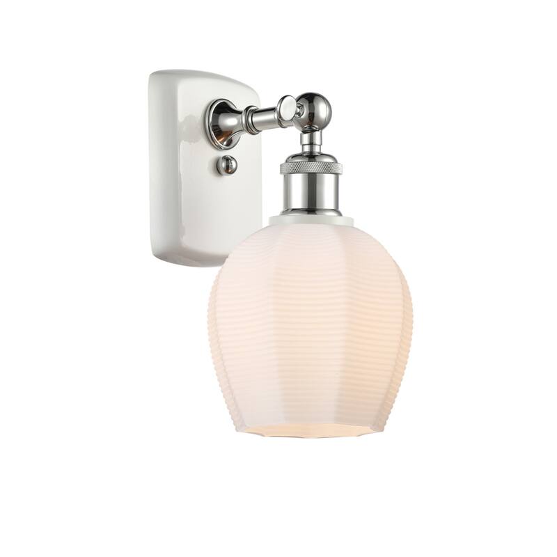 Innovations Lighting 516-1W-10-6 Norfolk Sconce Norfolk 10" Tall Wall - White Polished Chrome / Matte White