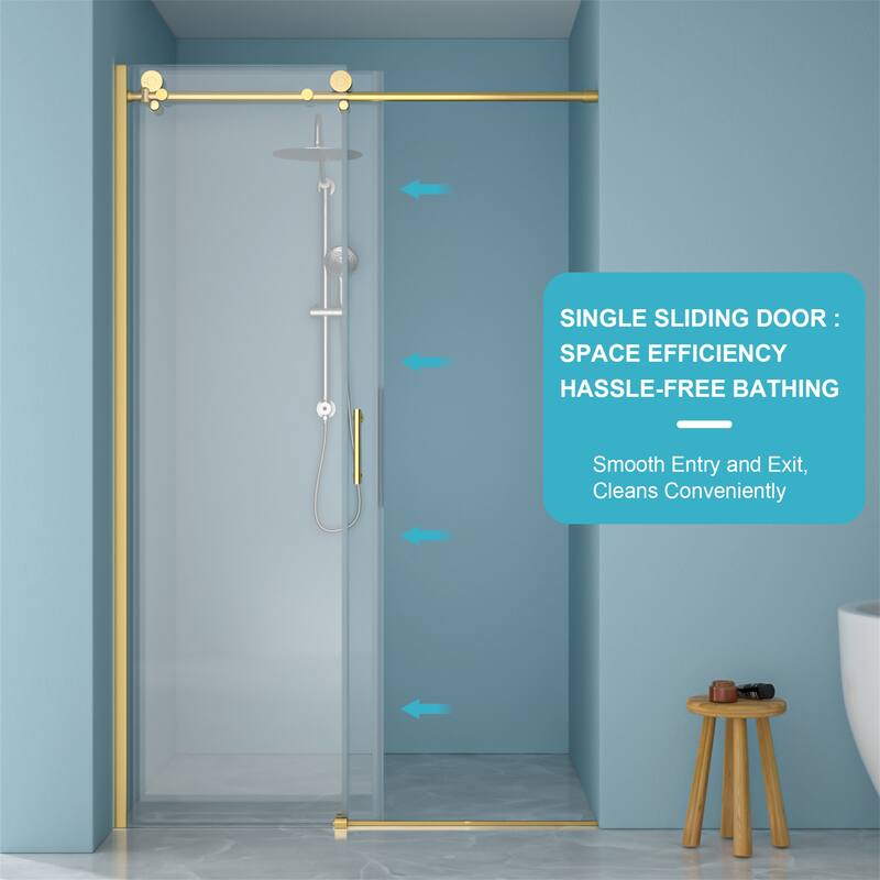 Single-Slide Shower Door w/ 8mm Tempered Glass, Stainless Steel Frame
