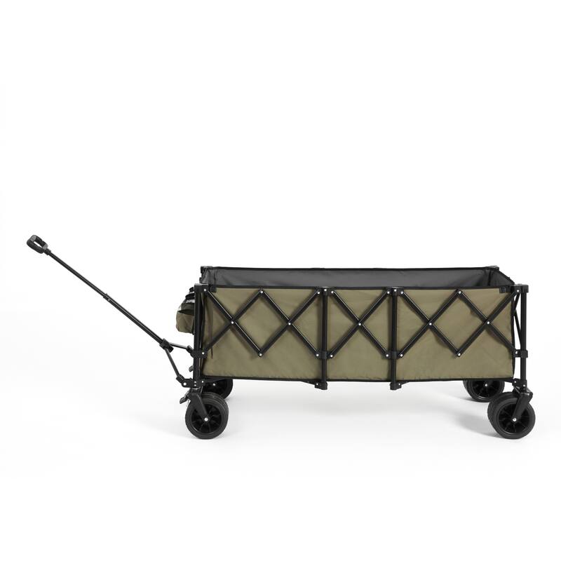 Foldable Wagon with All-Terrain Wheels & Drink Holders, 220lb Capacity
