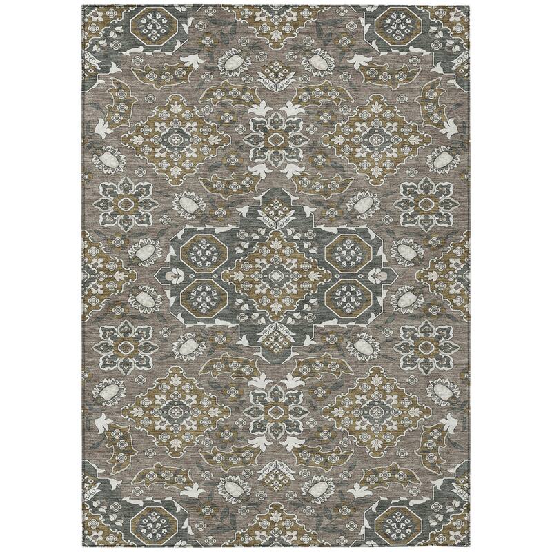 HomeRoots Medallion Traditional Rectangle Outdoor Rug