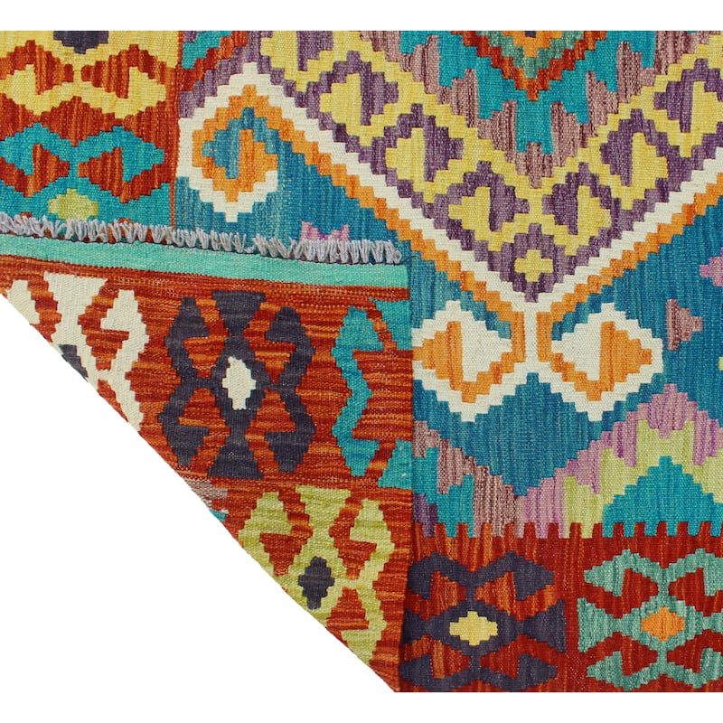 Flatweave Tansholp Blue/Red Rug - 5'0" x 6'6"