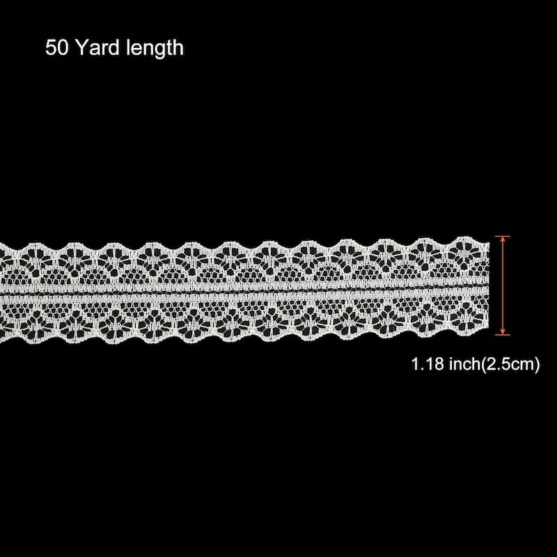 1.2 Inch Wide 25 Yard Lace Ribbon Floral Pattern Lace Trim Ribbon - Beige - 50 Yard
