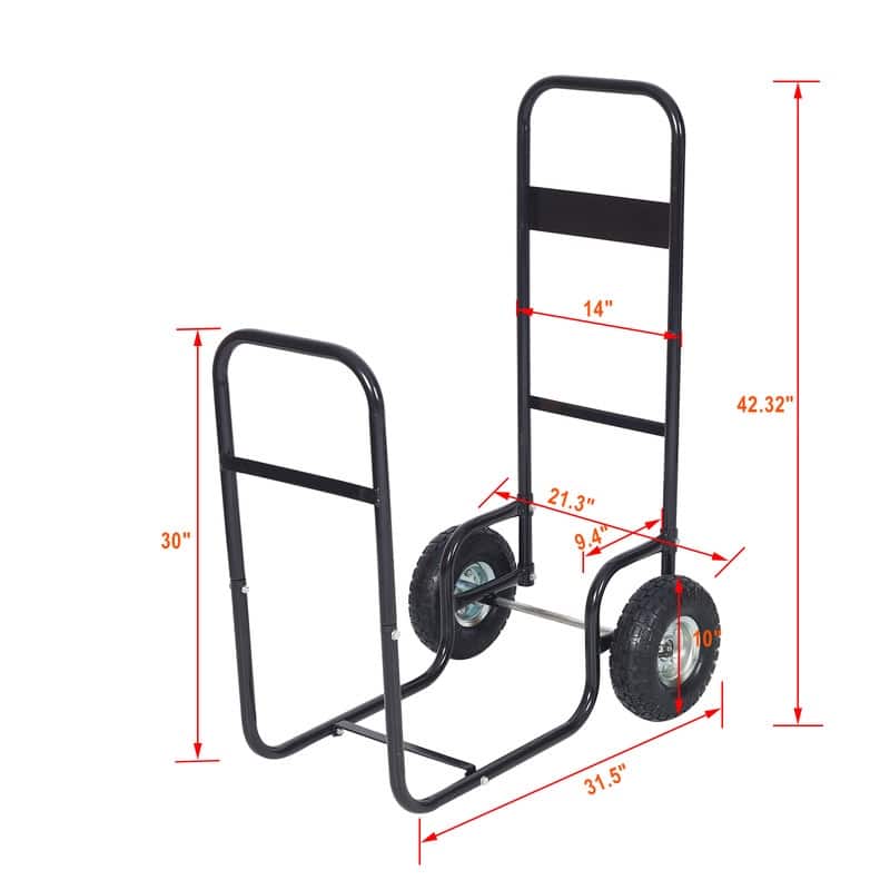 Firewood Cart Log Carrier Wood Mover Hauler Rack Rolling Dolly