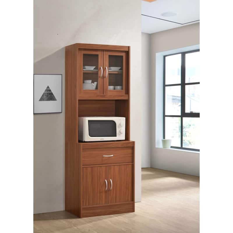 71" Red Top and Bottom Enclosed Kitchen Cabinet