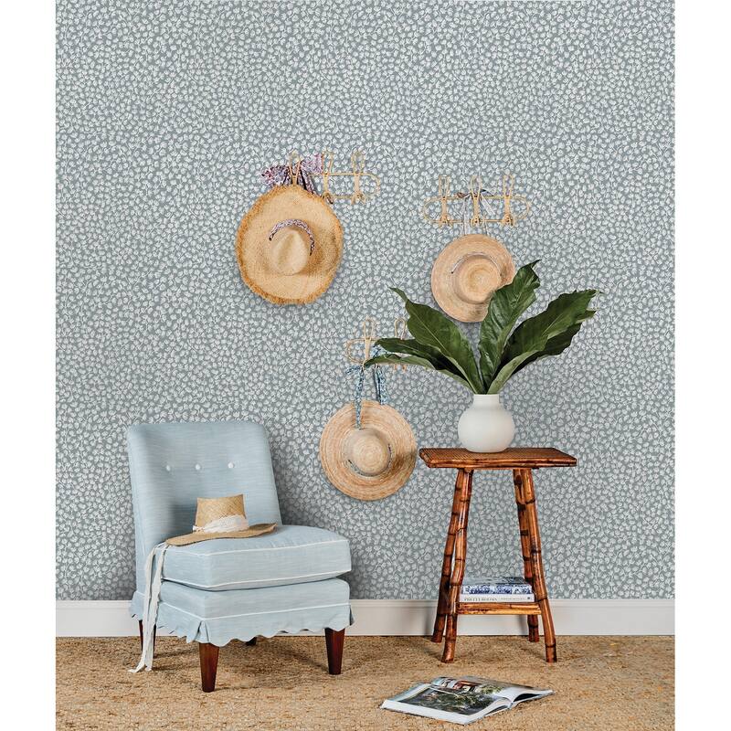 Society Social Sea Fern Slate Blue Peel and Stick Wallpaper