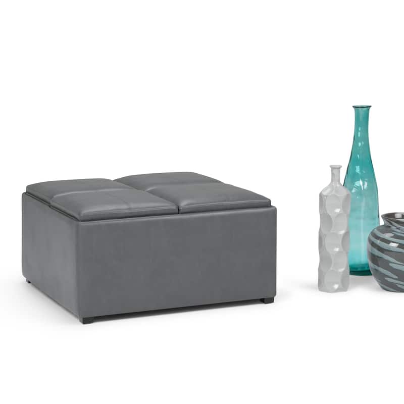 WYNDENHALL Franklin Wide Contemporary Table Ottoman - 35"w x 35"d x 18"h - Stone Grey
