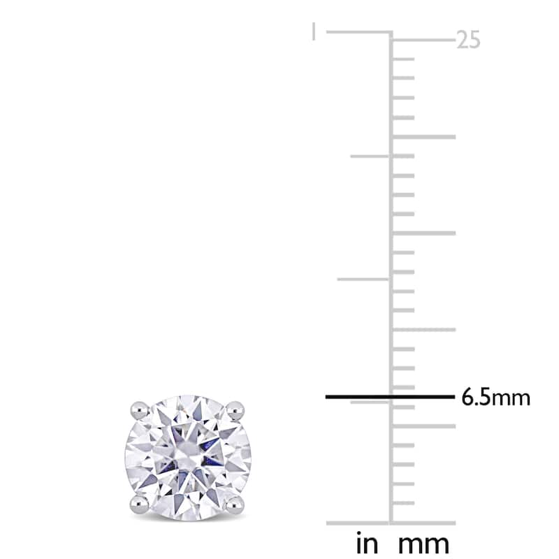 Miadora 1 7/8ct DEW Created Moissanite Solitaire Stud Earrings in 14k White Gold - 6.5 mm x 6.5 mm x 5.7 mm