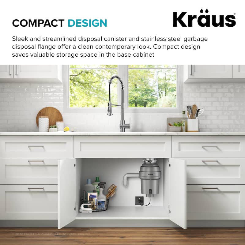 KRAUS WasteGuard Continuous Feed Garbage Disposal for Kitchen Sinks