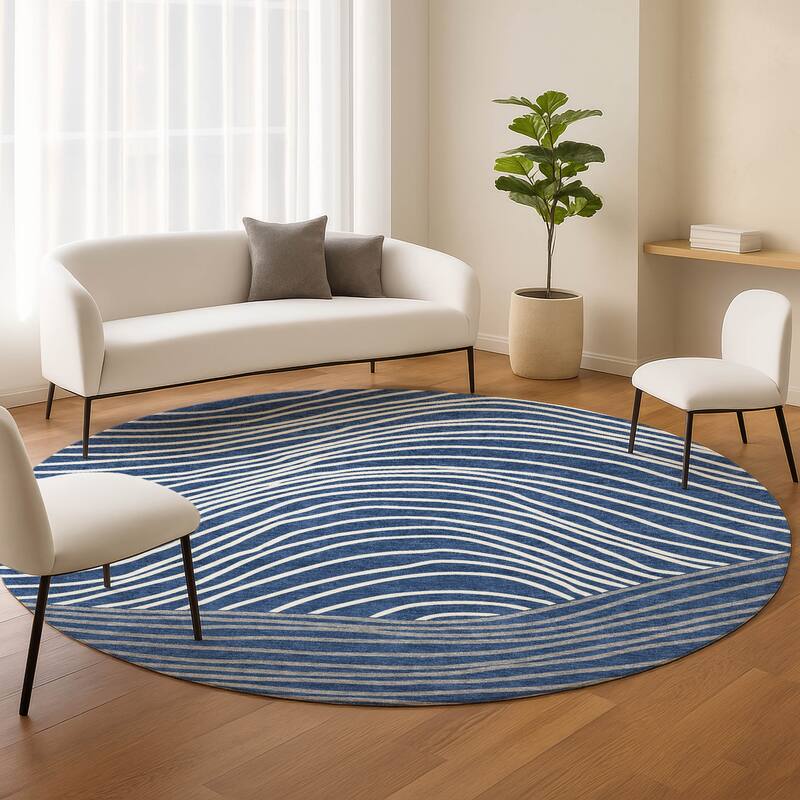 Machine Washable Indoor/ Outdoor Modern Arches Chantille Rug