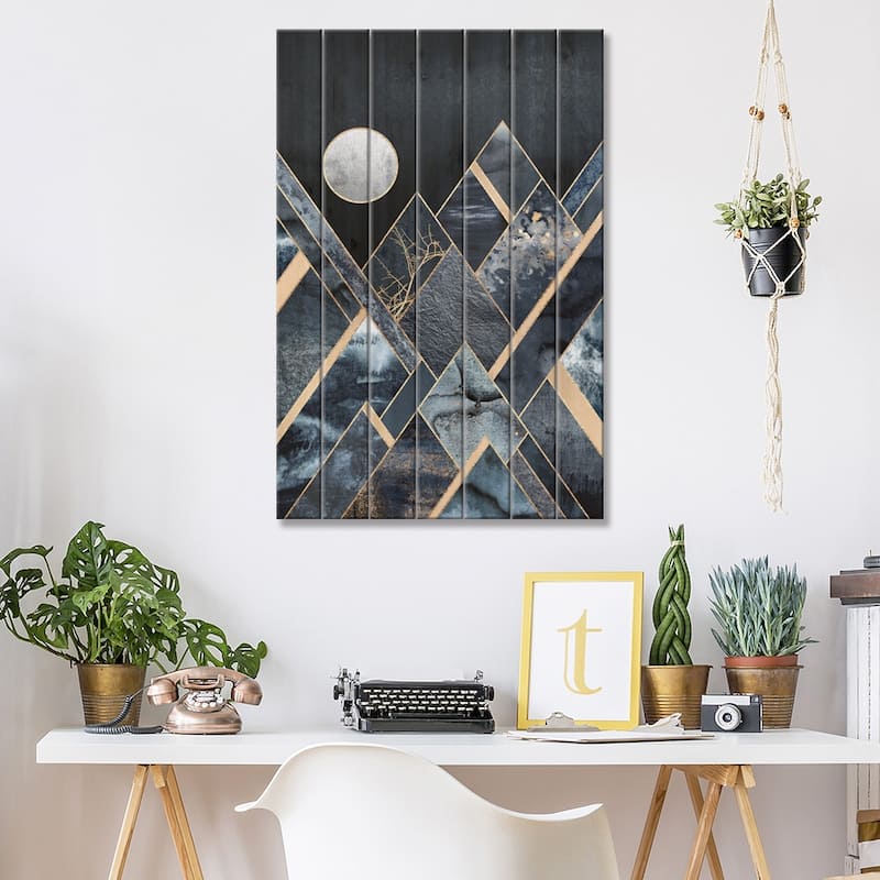 Stormy Mountains Print On Wood by Elisabeth Fredriksson - Multi-Color