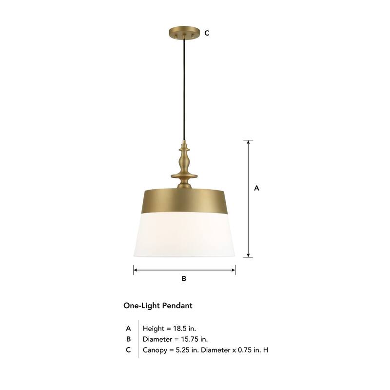 Ava 15.75 in. 1-Light Brushed Gold Transitional Pendant Light