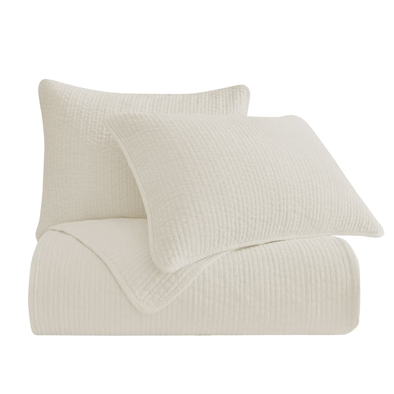 HiEnd Accents Stonewashed Cotton Velvet Traditional Bedding 3 Piece Quilt Set with Pillow Shams
