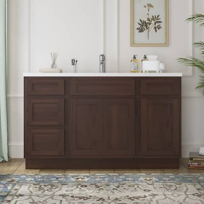 Vanity Art 54" Oak Freestanding Bathroom Vanity Cabinet without Top