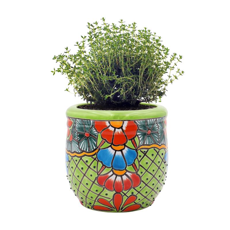 Talavera 9 in. Green Ceramic Decorative Planter