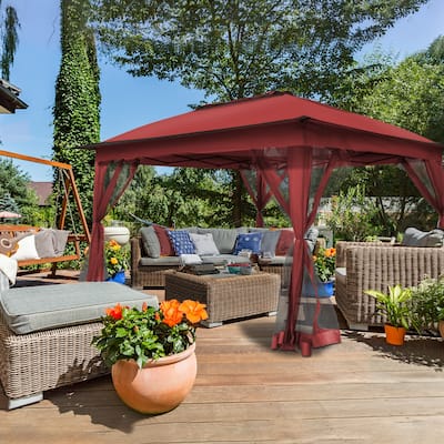 Cozywor 11 ft. x 11 ft. Pop-Up Steel Gazebo with Mosquito Netting