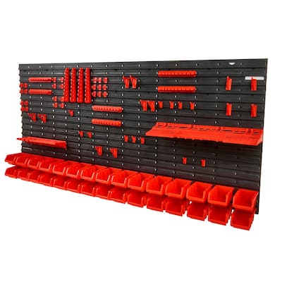 30-Bin Wall Mounted Garage Parts Rack Organizer with Wall Panels and Tool Holders - 67.72" x 30.51" x 6.69"