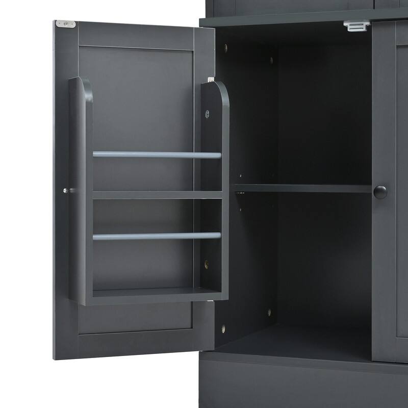 75" Freestanding Buffet with Hutch, Tall Kitchen Pantry Cabinet with Drawers, Shelves and Pull-out Trays for Maximized Storage