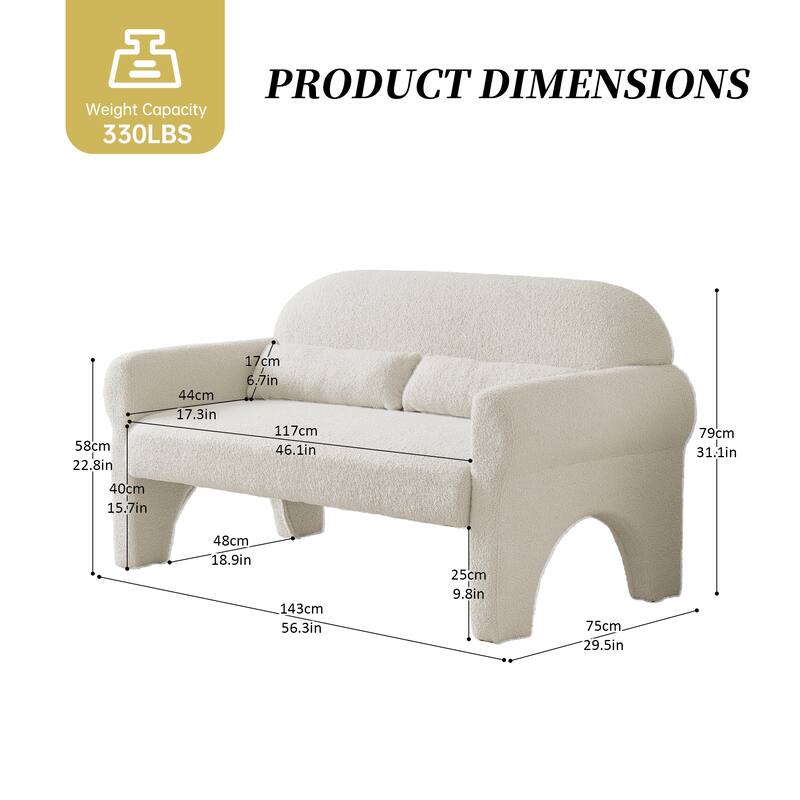Modern teddy fabric loveseat for Living room