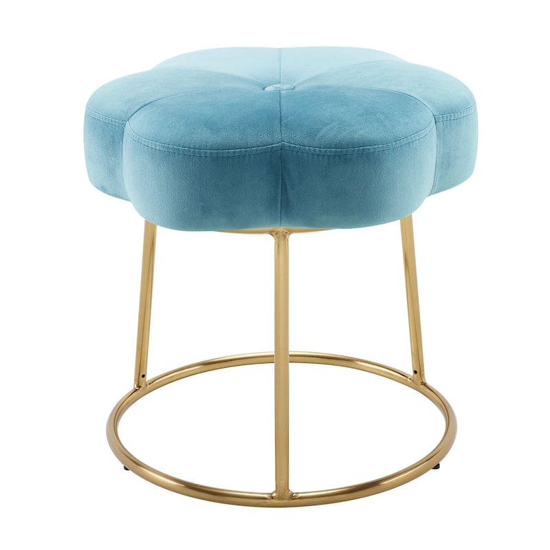Floral Accent Vanity Stool - 17.75" - Blue and Gold