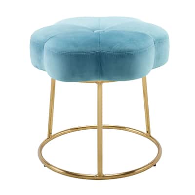 Floral Accent Vanity Stool - 17.75" - Blue and Gold