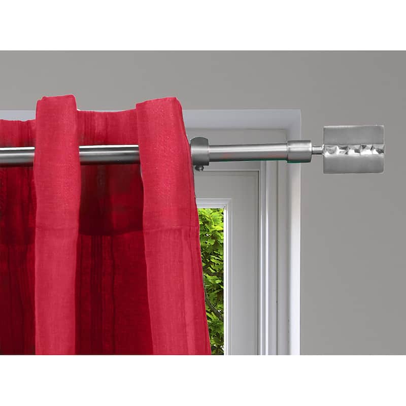 Adjustable Single Curtain Rod 50"-82" with Faceted Finials and Brackets, Graphite - 50" to 82" L x 5/8" D