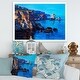 preview thumbnail 1 of 8, Designart 'Cliffs By The Ocean In The Evening Glow' Nautical & Coastal Framed Art Print 20 In. Wide x 12 In. High - White
