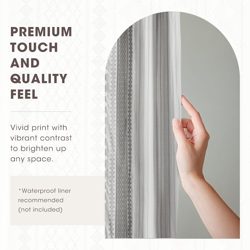 INK+IVY Imani Cotton Printed Shower Curtain with Chenille