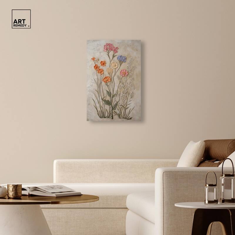 Sculpted Flora Frieze IV Canvas by Art Remedy, Gallery Wrapped