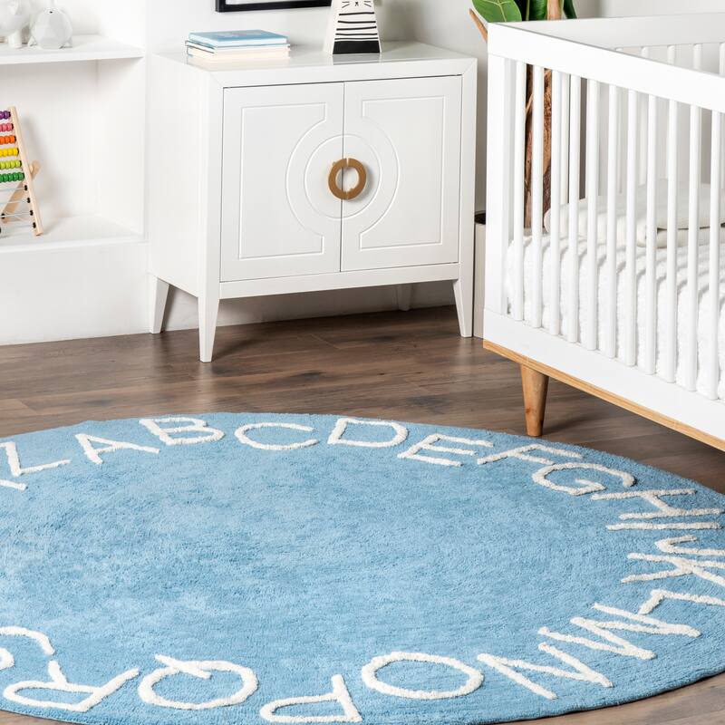 Nuloom Alphabet SpinClean Washable Round Rug