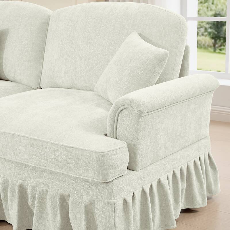 GDFStudio - Classic Modular Chenille 2-Seater 76.4" Loveseat Set with Flared Arms (Set of 2)