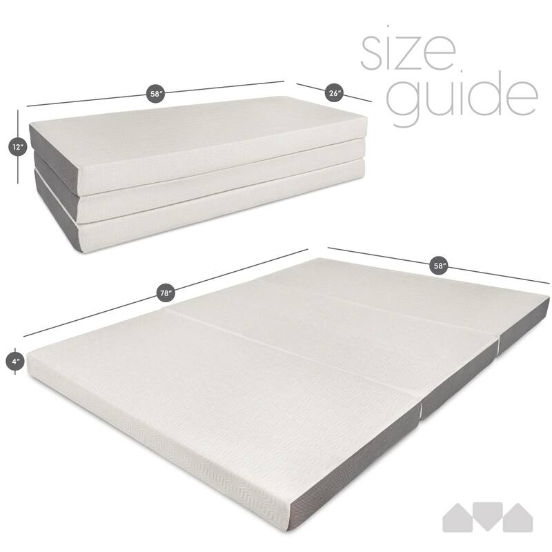 Milliard 4" Tri Folding Queen size Mattress with Ultra Soft Removable Cover