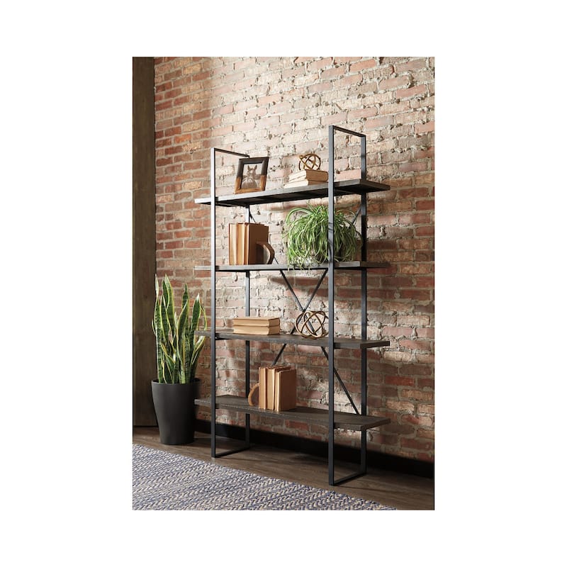 Signature Design by Ashley Macmillan Black and Grey Wood and Metal Bookcase