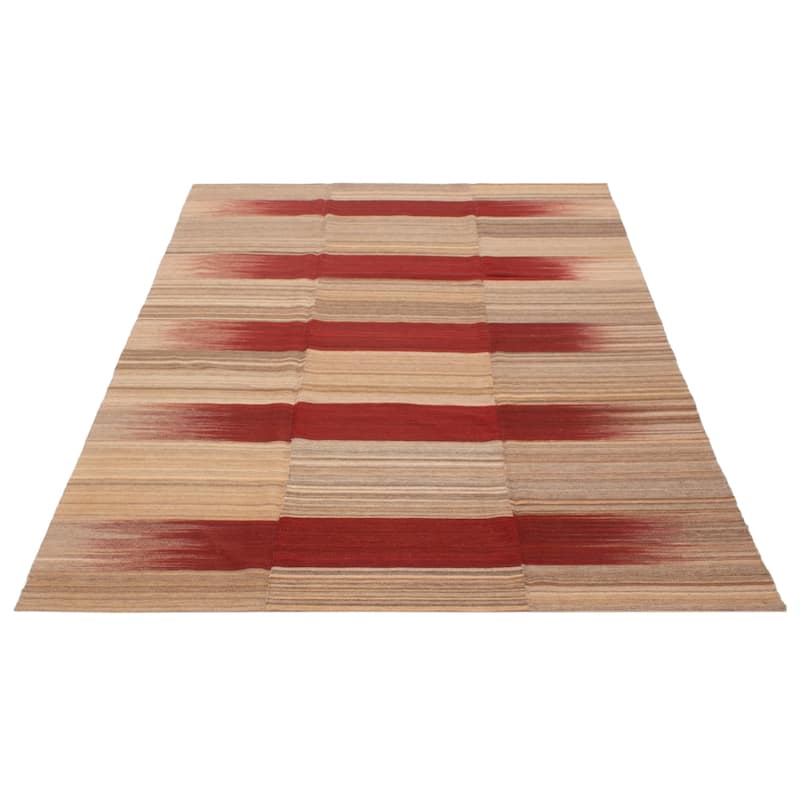 ECARPETGALLERY Flat-Weave Ankara FW Khaki Wool Kilim - 7'7 x 10'4