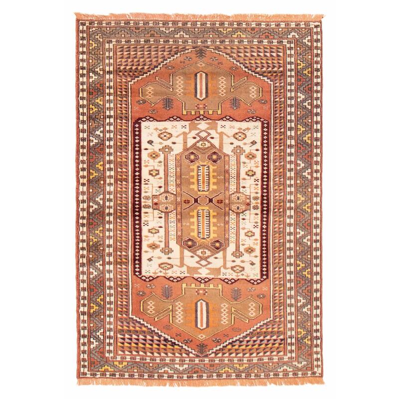 ECARPETGALLERY Hand-knotted Melis Vintage Cream Wool Rug - 4'1 x 6'0 - Cream - 4'1 x 6'0