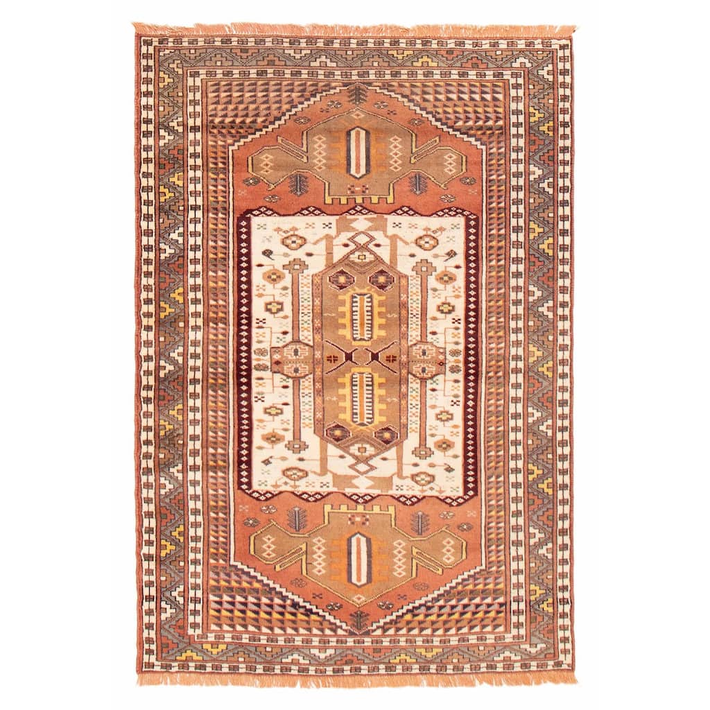 ECARPETGALLERY Hand-knotted Melis Vintage Cream Wool Rug - 4'1 x 6'0