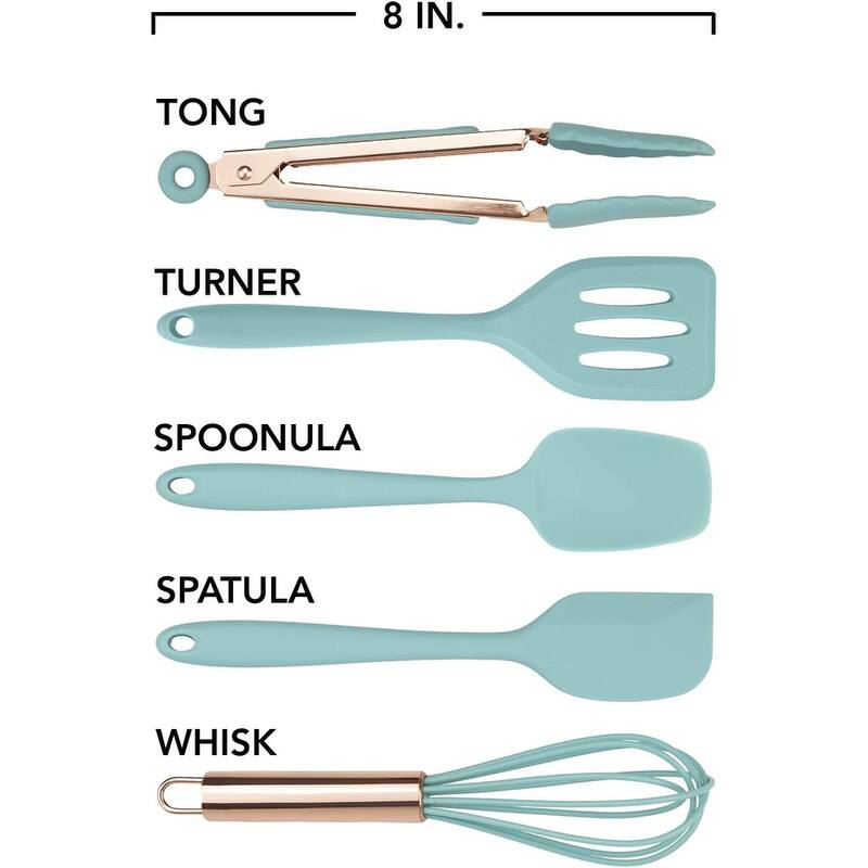 COOK WITH COLOR Silicone Kitchen Utensil Set Nonstick Safe, Easy-Clean Cooking Tools, Aqua