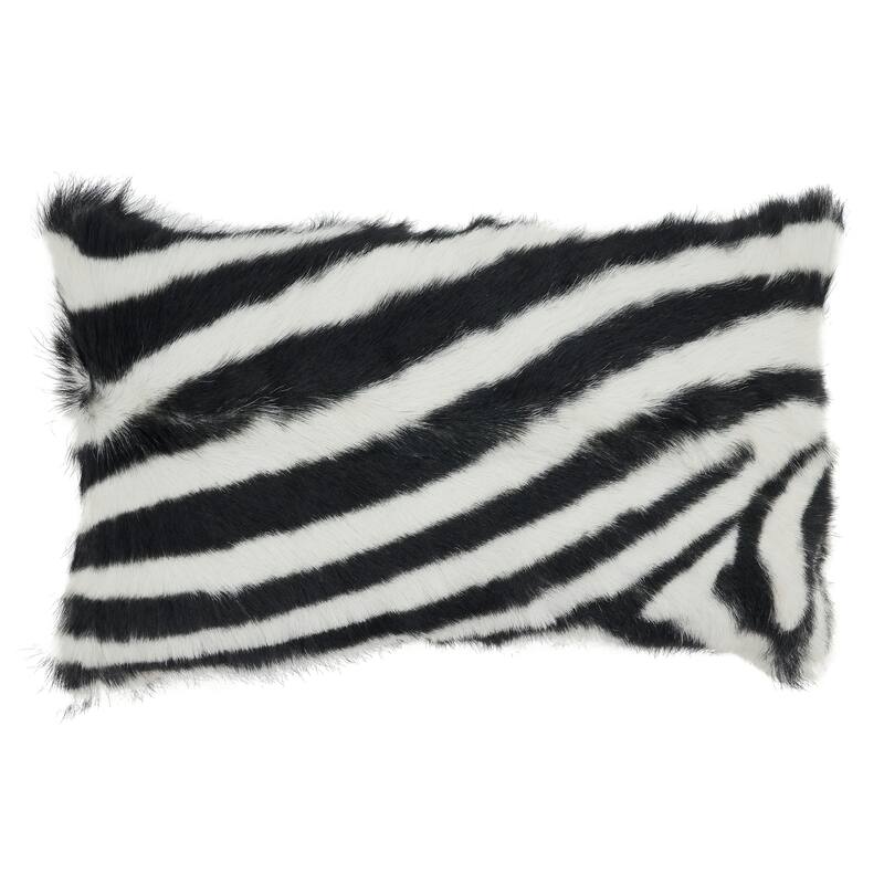 Zebra Design Goat Fur Poly-Filled Throw Pillow