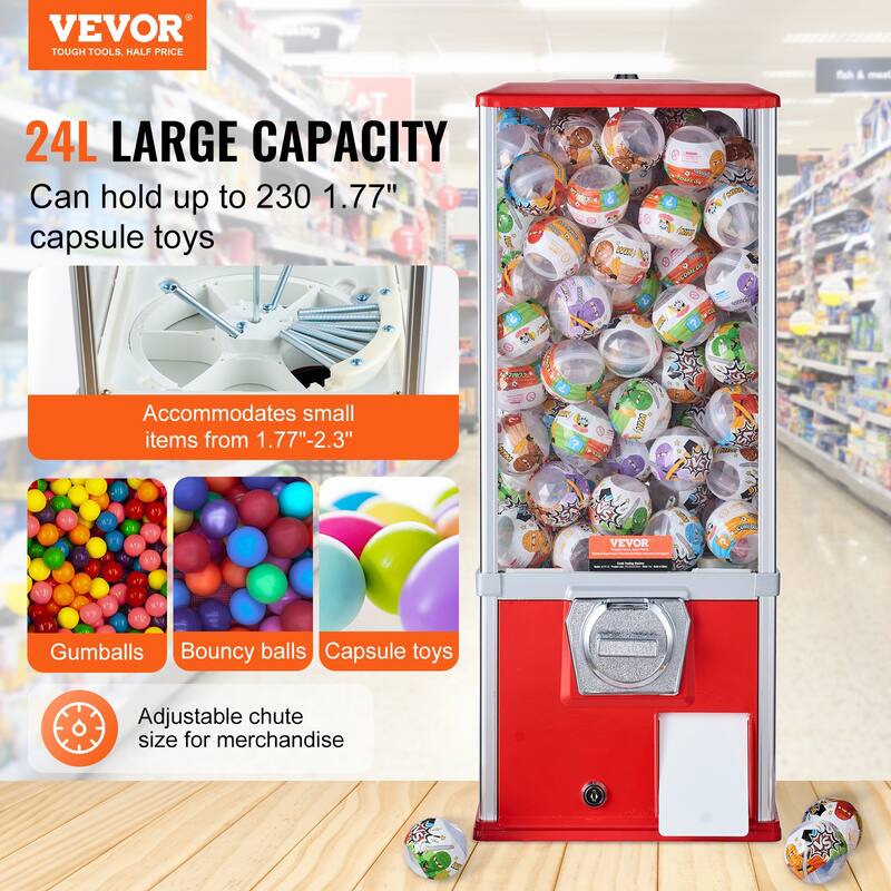 VEVOR Gumball Machine for Kids Home Vending Machine Rectangle Bubble Gum Machine for Game Stores Coin Operated Gumball Bank