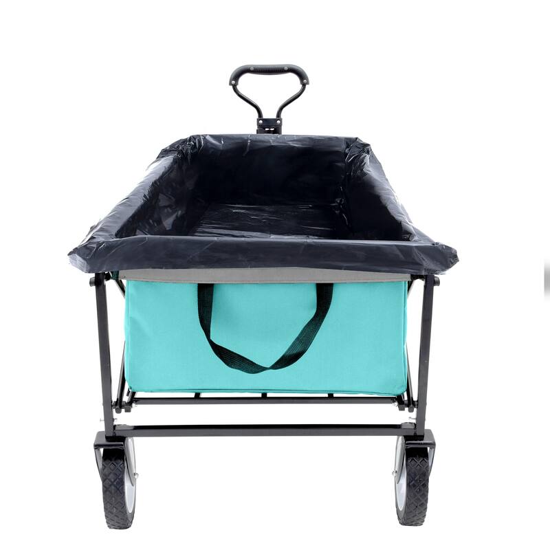 360lb Capacity Heavy-Duty Collapsible Wagon - with Storage Straps & 3-Piece Liner Bag Set
