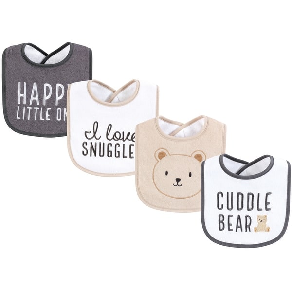 slide 1 of 1, Hudson Baby Cotton Terry Drooler Bibs with Fiber Filling, Cuddle Bear, One Size - Cuddle Bear - One Size One Size - Cuddle Bear