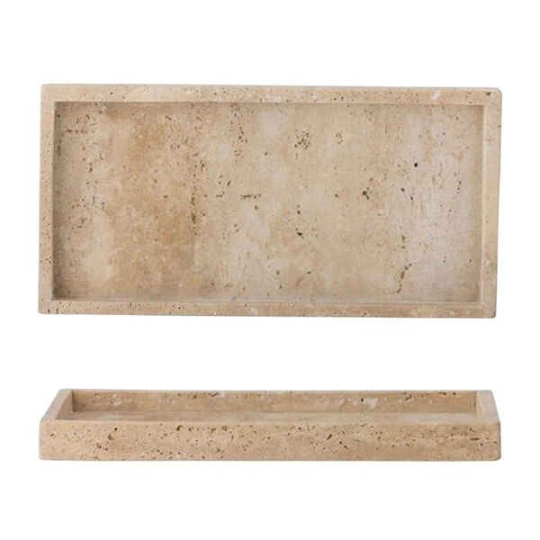 Travertine Tray Large in Cream - Bed Bath & Beyond - 42341062