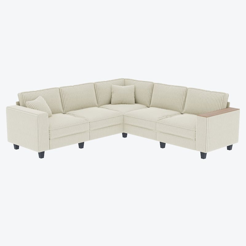 Christopher Knight Home - Jackson Oversized L-Shaped Corduroy Corner Couch with Armrest Storage