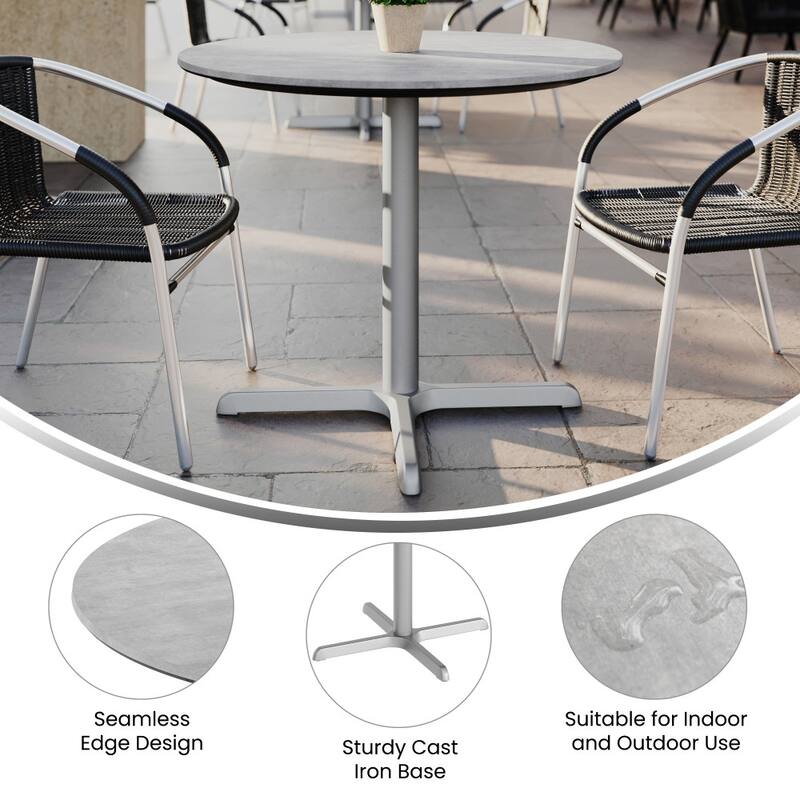 Commercial All-Weather HPL Tabletop with Crisscross Base - 36"W x 36"D x 31"H