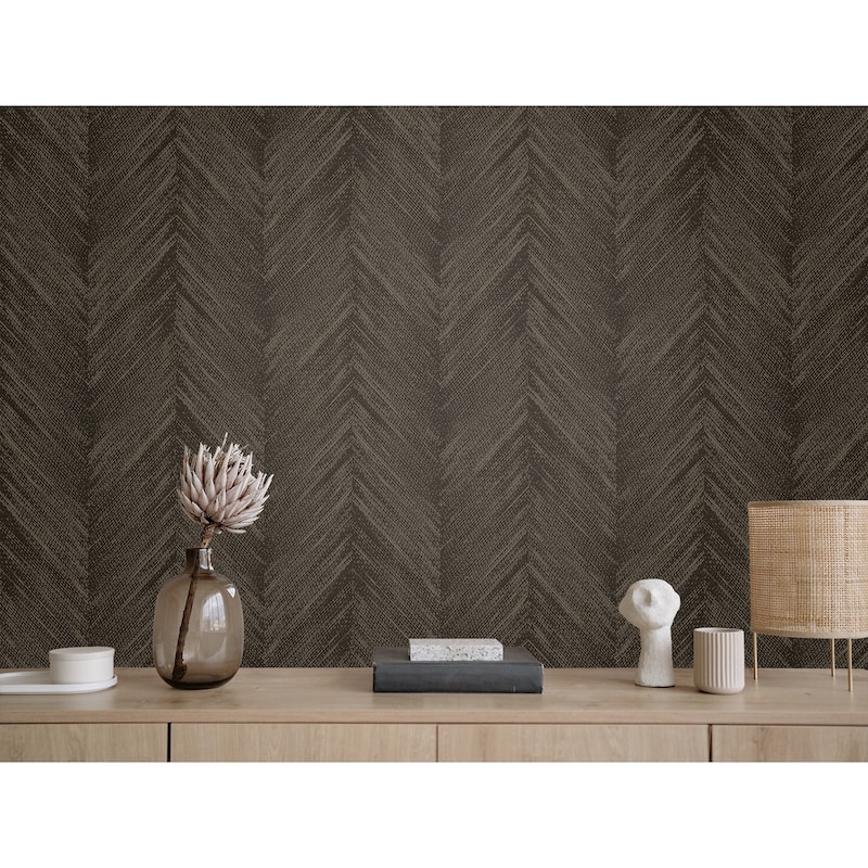 Seabrook Designs Otto Geometric Chevron Non-Woven Unpasted Wallpaper