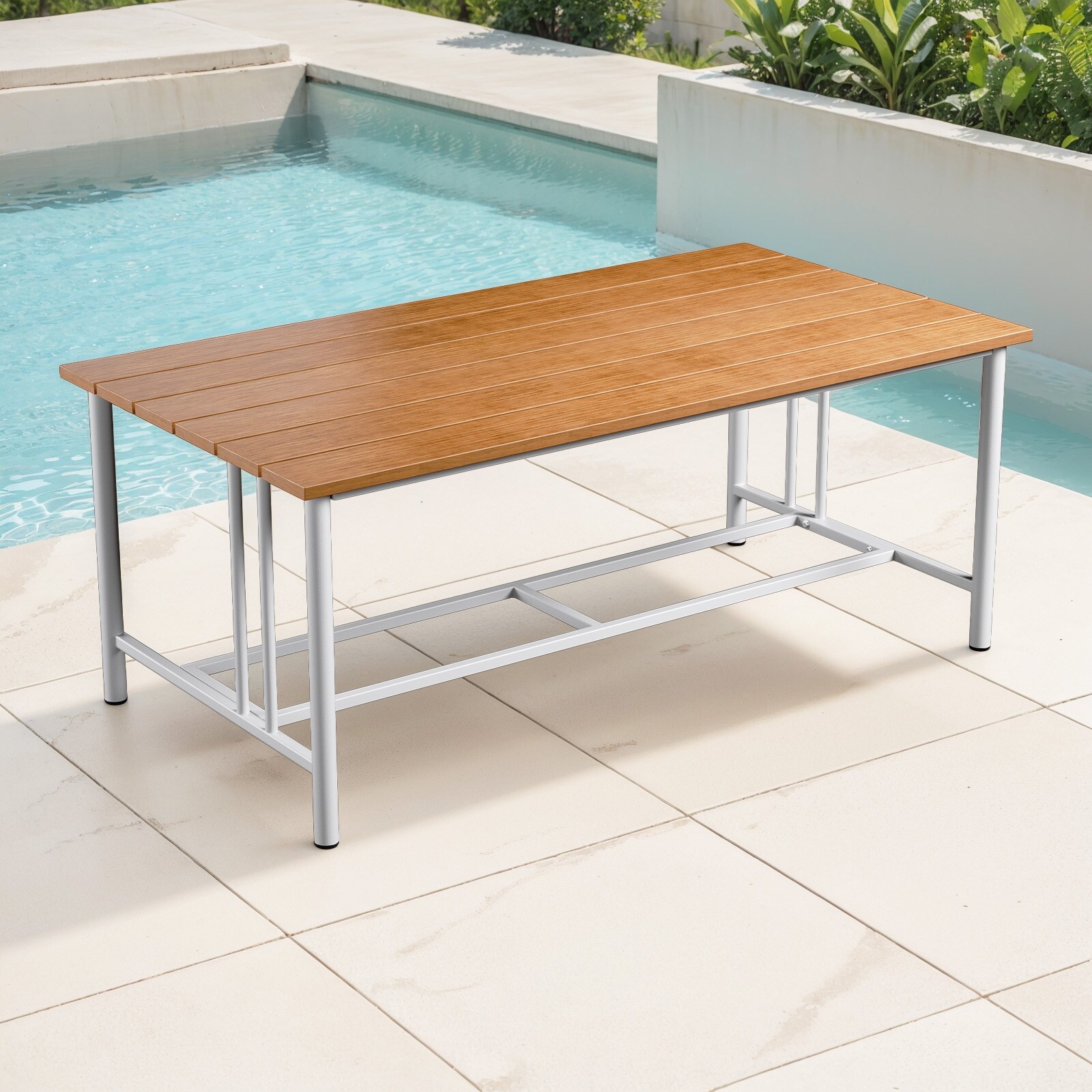 Gymojoy Metal Patio Coffee Table with Polywood Top, Small Outdoor