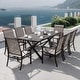 preview thumbnail 2 of 27, Kullavik Textilene Outdoor Dining Set, Patio Dining Set with Single Chairs, Swivel Chairs and Large Table 8 Single Chairs