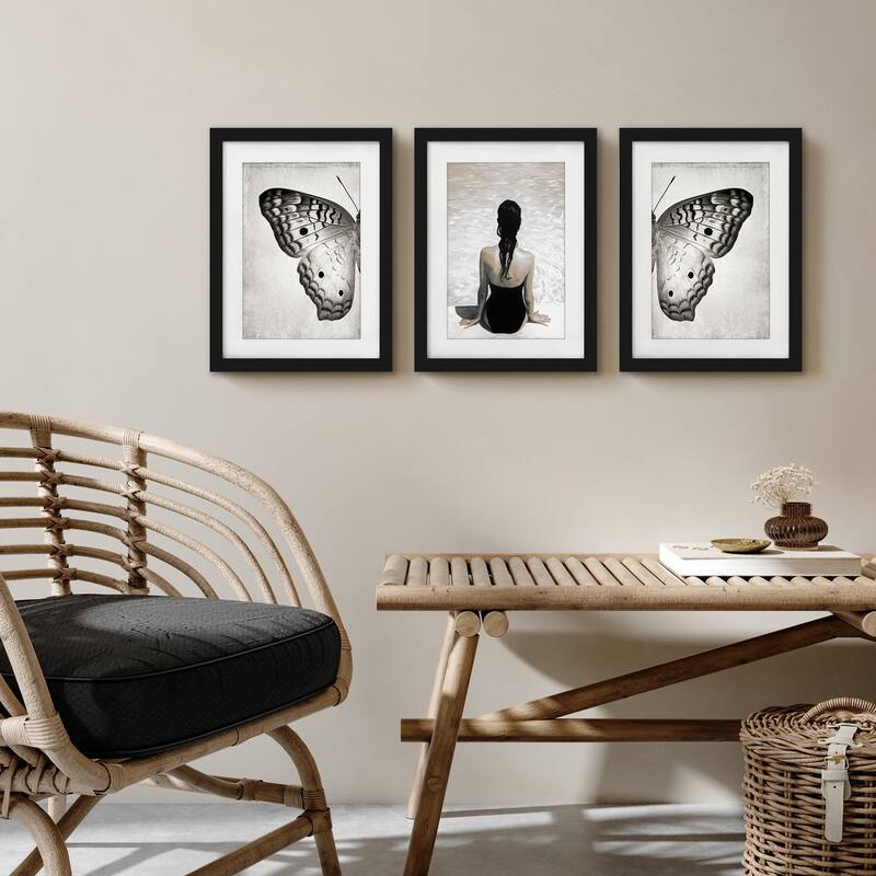By the Pool Sepia Chaos & Wonder Design Contemporary 3 Piece Framed