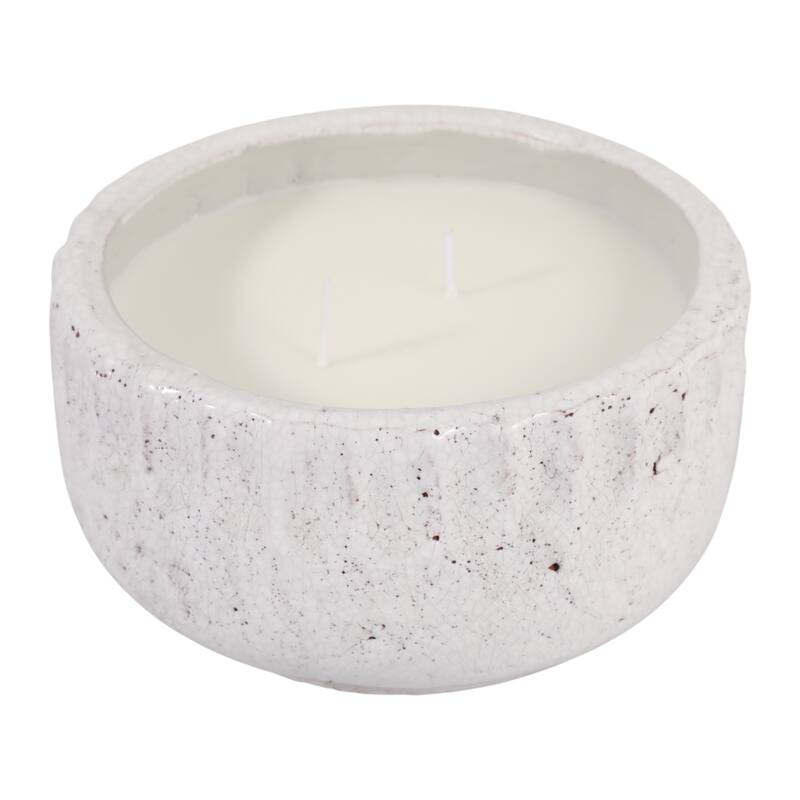 Modern Crackle-Glazed Ceramic Scented Candle - 7"